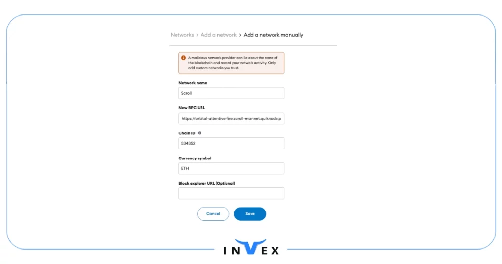 وارد کردن اطلاعات شبکه اسکرول